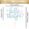 EONNCNT Hello Thirty Cake Topper - Light Blue Glitter 30th Birthday Cake Decorating Supplies for Women, Hello 30 Cake Decor for 30th Birthday/Anniversary Party Photo Booth Props view 3