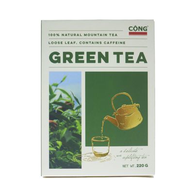 CONG CAPHE - Natural Mountain Tea, Loose Leaves Tea, Rich And Aromatic (220GR, GREEN TEA)