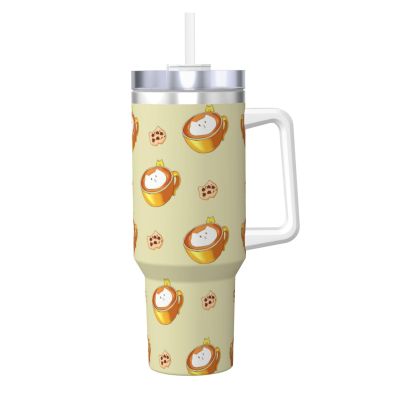 WXXWXD Cartoon cat coffee Pattern ice cup 40 oz - warm and cool, suitable for home, office and outdoor use