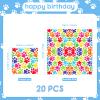 20Pcs Dog Paw Party Napkins,Rainbow Paw Print Dog Napkins Serviettes Tissue for Kids Puppy Dog Themed Birthday Party Supplies,Kids Girls Boys Birthday Party Decorations view 2