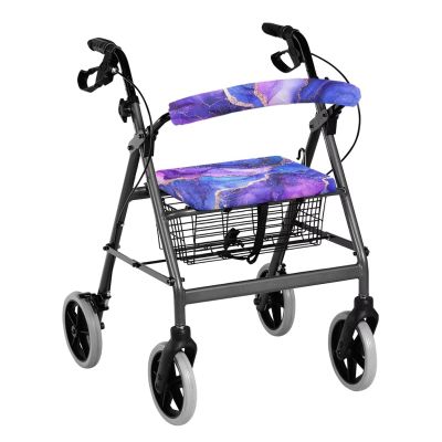 Hechitok Purple Marble Rollator Walker Seat Covers - Universal Fit, Washable, Dust Proof, Soft & Comfortable Covers for Seniors, Designer Walker Accessories with Gift Option