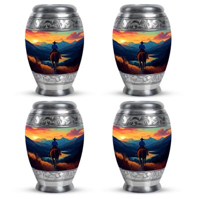 Cowboy Large Urns for Human Ashes Adult Man, Cremation Urn Human Ashes, Urn for Ashes Adult Male, Urns for Women Human Ashes(Size - 3inch, 4 Pcs)