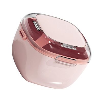 1 Piece Denture Case Box 2 Layers Denture Bath Box Case Square Dental Box Case False Teeth Storage Case Box Denture Cup with Basket Net Container Holder, Pink
