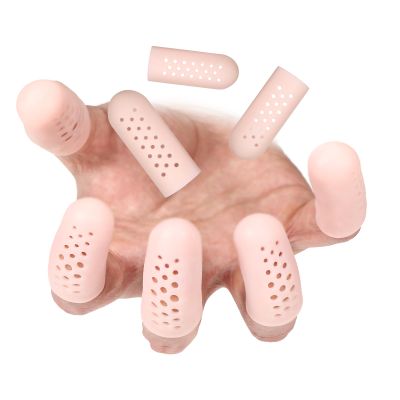 12 Pcs Gel Finger Cots with Air Holes, Silicone Finger Protectors Rubber Fingers Tips Protector Covers Fingers Gloves Guard Breathable Fingertip Protector for Cracking Calluses Blisters Protect