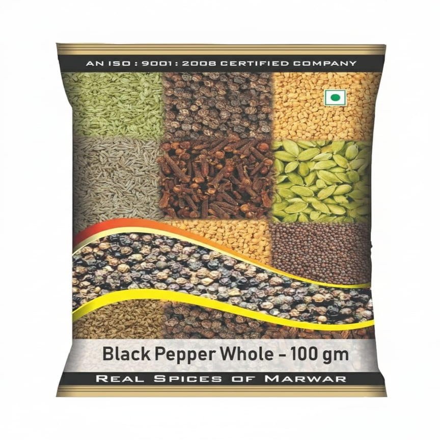 100 Gm Premium Black Pepper Whole | Saabut Kali Mirch