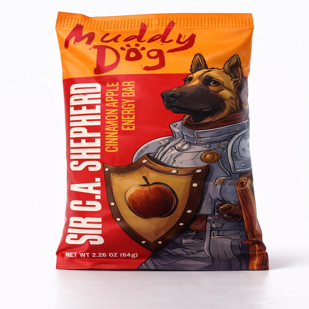 Muddy Dog Human Treats - Sir C.A. Shepherd - Cinnamon Apple Energy Bar - Gluten-Free Nut-Free Granola Bars (12 Pack) (None, Cinnamon Apple)