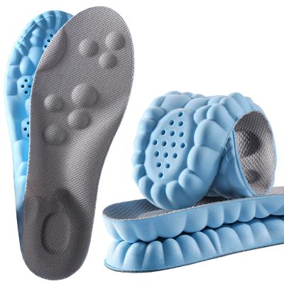 2 Pair 4D Cloud Technology Insole Super Soft Comfort Insoles, U-Shape Memory Foam Insoles, 4D Cloud Insole for Women Men Shock-Absorbing Foot Support Insoles (Blue) (Blue, Men 8-8.5/Women 9.5-10)