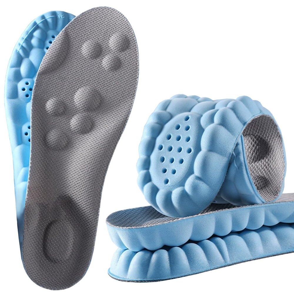 2 Pair 4D Cloud Technology Insole Super Soft Comfort Insoles, U-Shape Memory Foam Insoles, 4D Cloud Insole for Women Men Shock-Absorbing Foot Support Insoles (Blue) (Blue, Men 8-8.5/Women 9.5-10)
