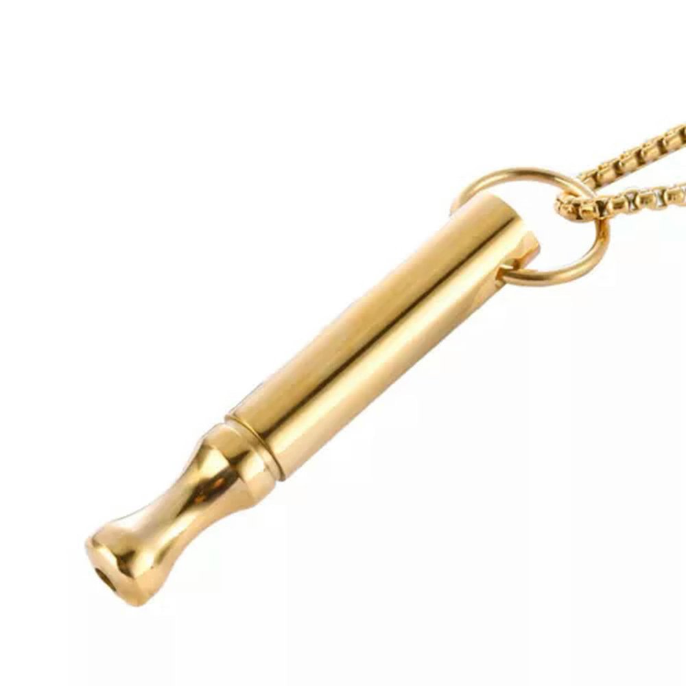 Meditation Yoga Breathing Necklace Anxiety Relief Whistle Pendant Stress Relief-Gold