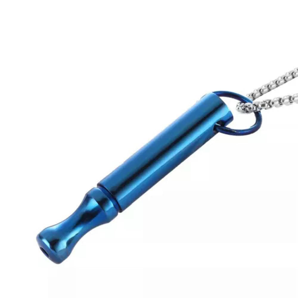 Meditation Yoga Breathing Necklace Anxiety Relief Whistle Pendant Stress Relief-Blue