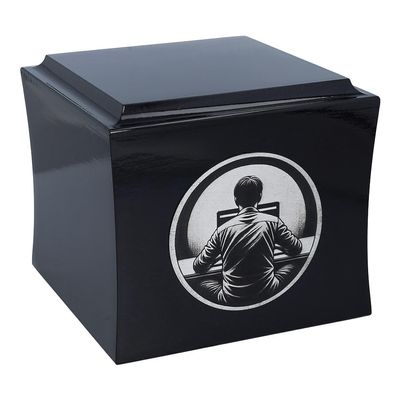 Cremation urn for computer scientist It specialist teme urn (Black / Design1)