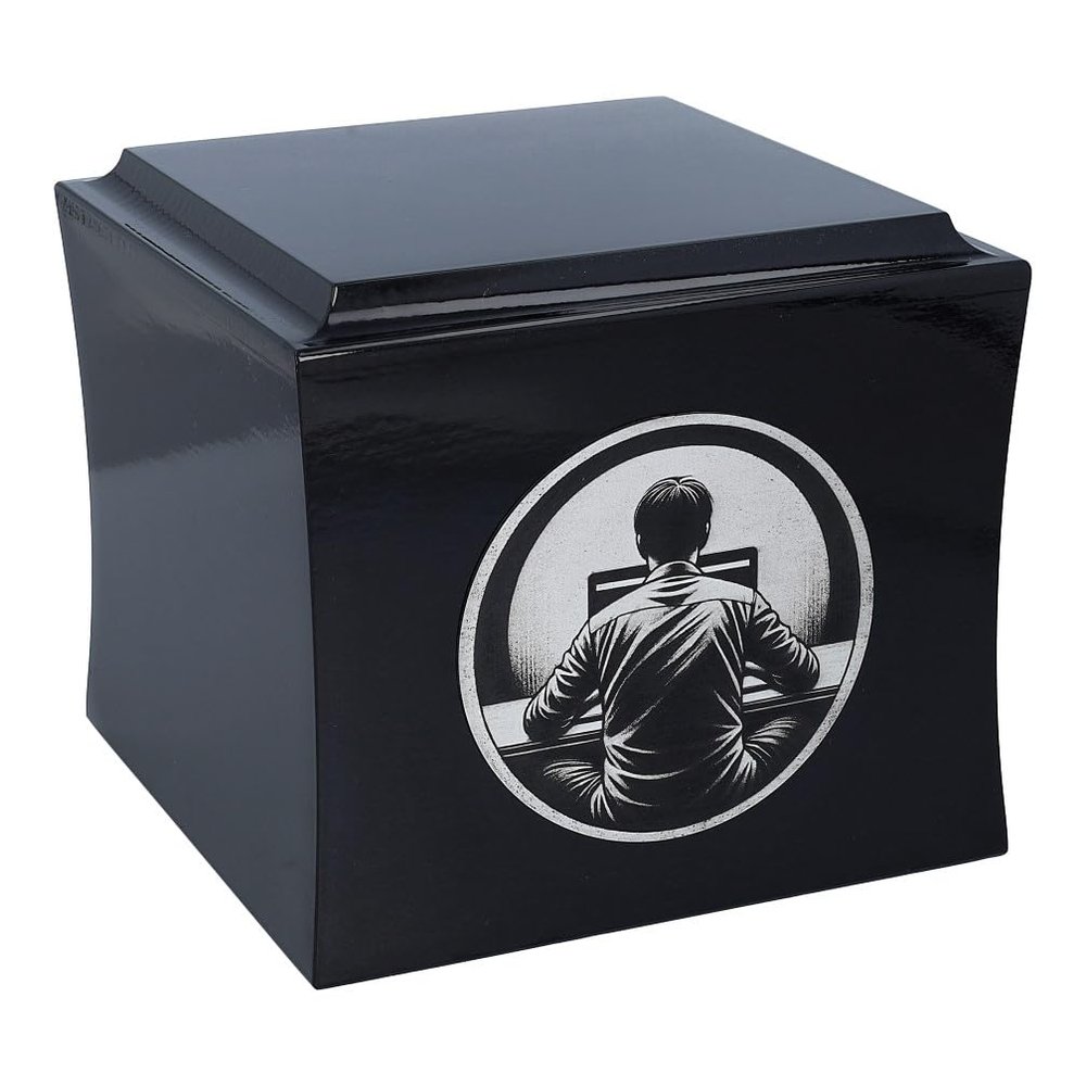 Cremation urn for computer scientist It specialist teme urn (Black / Design1)