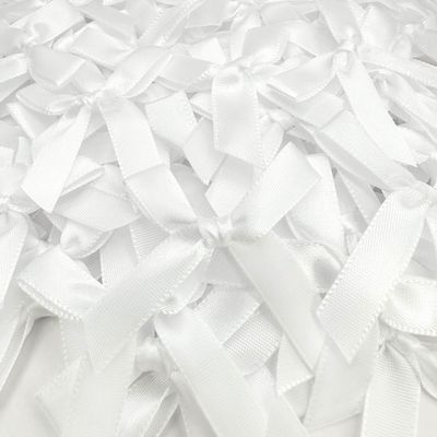 100 Pcs White Bows, 1.57 Inch Small Ribbon Bow Decorations, Mini Satin Fabric Bows for Crafts and Gift Wrapping (White)