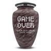 Custom Large Adult Cremation Urn for Ashes - Personalized Vessel with Name & Game Over Pixel Design for Cremains of Men/Women | Soft Whisper Funny Gamer Enthusiast Collection| 200 Cubic Inch |Burgundy view 1
