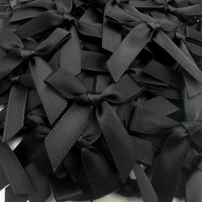 100 Pcs Black Bows, 1.57 Inch Small Ribbon Bow Decorations, Mini Satin Fabric Bows for Crafts and Gift Wrapping (Black)
