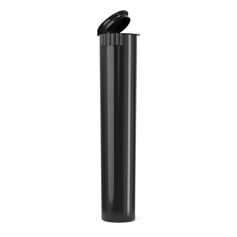 1000 Count - 116mm Plastic Squeeze Pre-Roll Tubes Child Resistant - Water Resistant - Smell/Odor Resistant - Air Resistant - BPA Free (Black - Open)