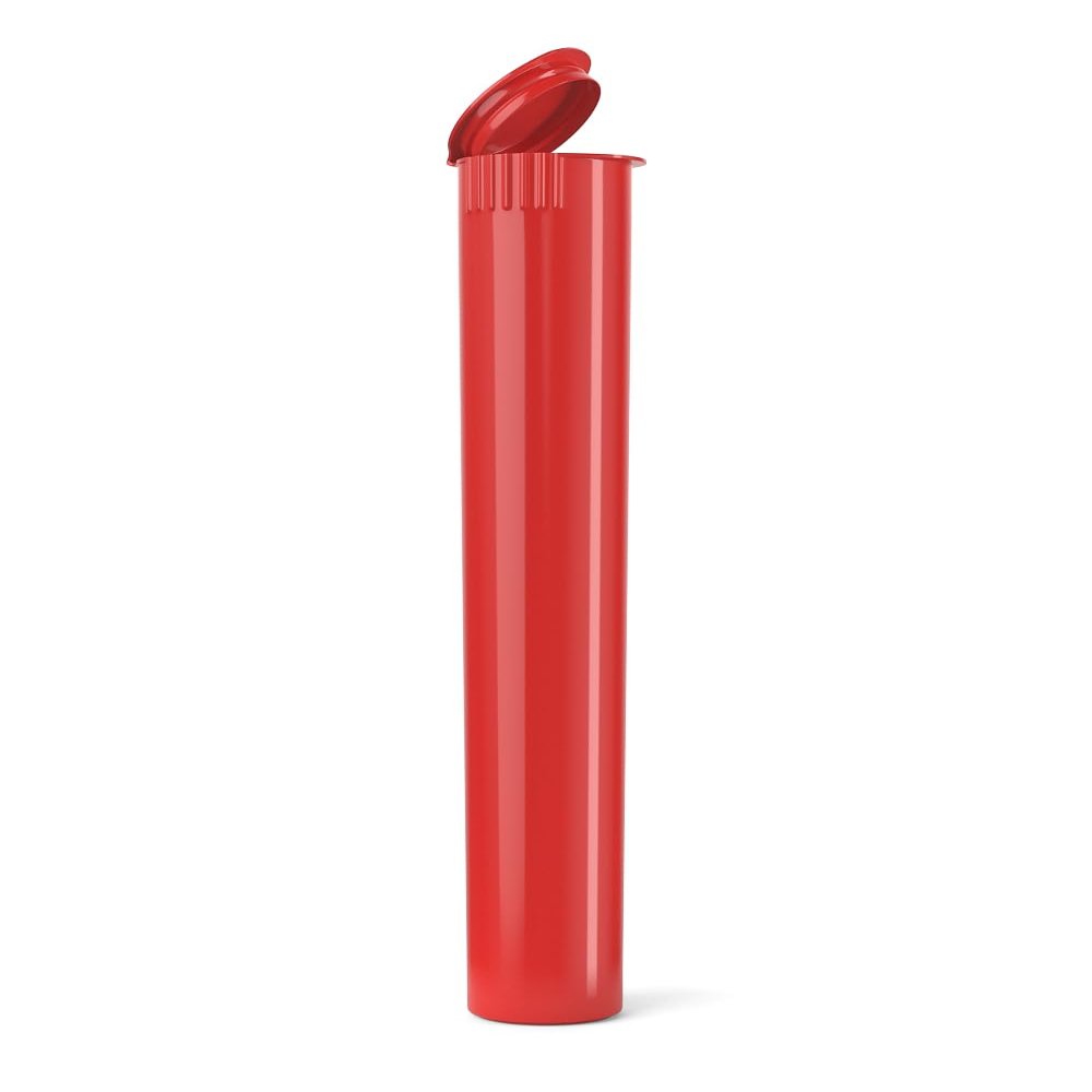 1000 Count - 116mm Plastic Squeeze Pre-Roll Tubes Child Resistant - Water Resistant - Smell/Odor Resistant - Air Resistant - BPA Free (Red - Open)