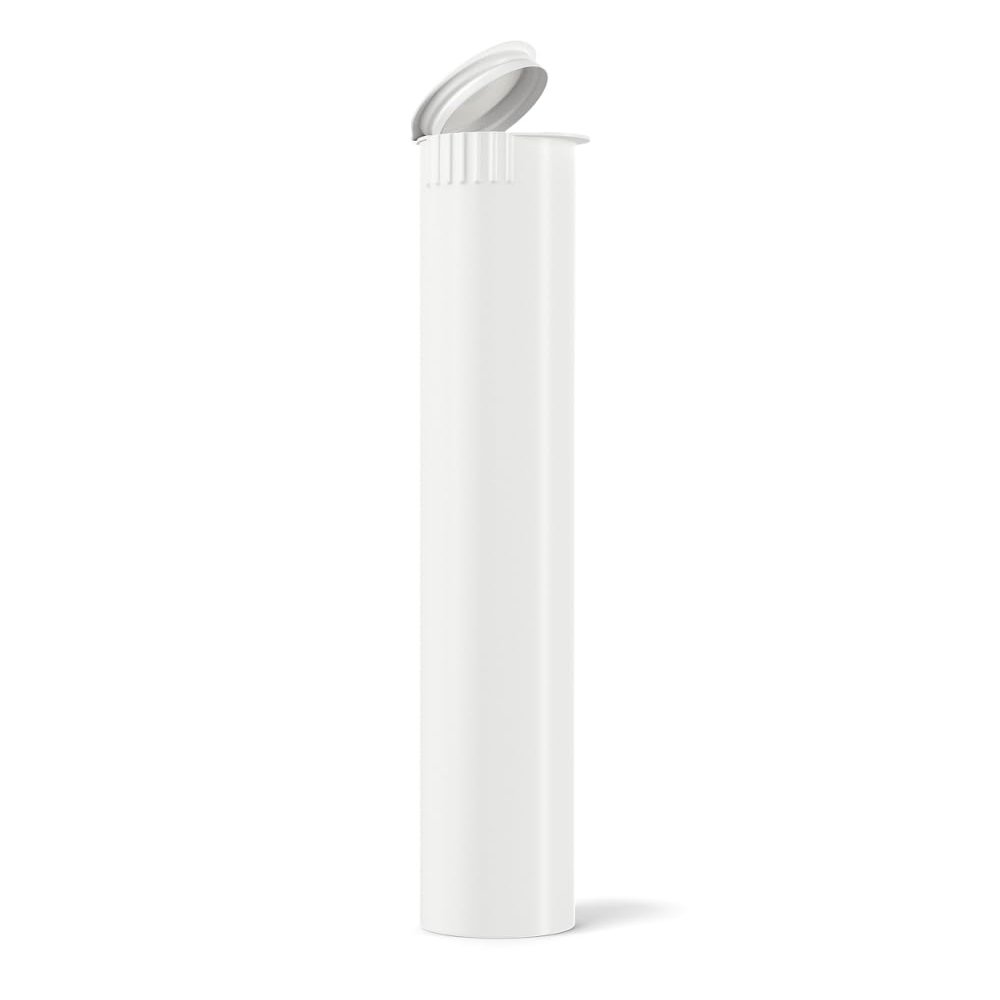 1000 Count - 116mm Biodegradable Plastic Squeeze Pre-Roll Tubes Child Resistant & Sustainable - Water Resistant - Smell/Odor Resistant - Air Resistant - BPA Free (White)