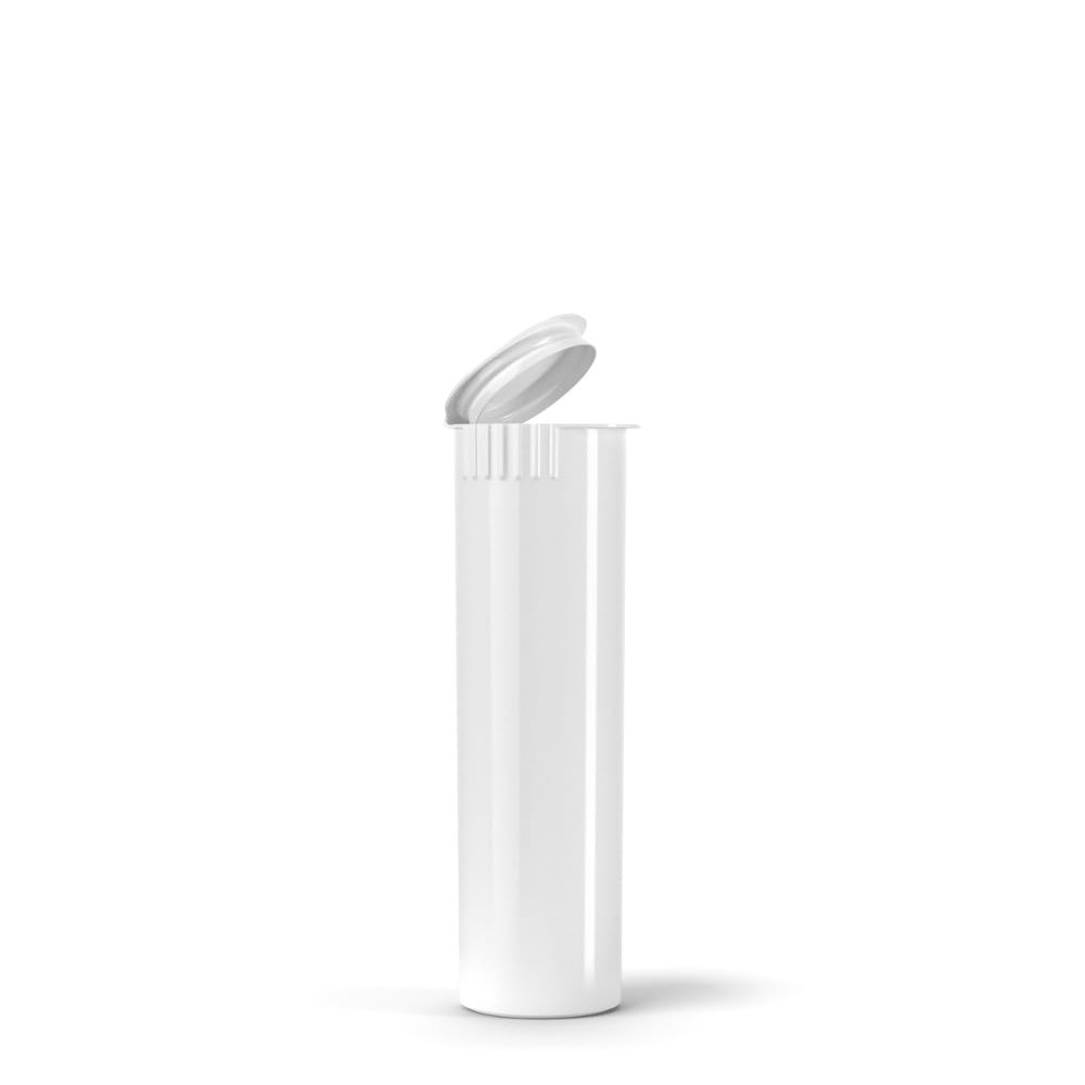 1000 Count - 80mm Plastic Squeeze Pre-Roll Tubes Child Resistant - Water Resistant - Smell/Odor Resistant - Air Resistant - BPA Free (White - Open)