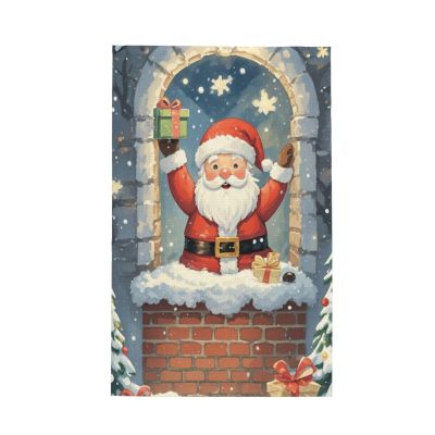Merry Christmas Santa in The Fireplace Premium Waffle Kitchen Towel Absorbent, Durable & Stylish Dish Towels for Drying Dishes Quick Drying Kitchen Towels Dish Rags 26 X 16 Inches