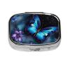 Pill Box Small Pill Case 2 Compartment Cute Medicine Organizer Galaxy Blue Butterfly Travel Pillbox Portable Pill Container Holder Vitamin Organizer to Hold Fish Oils Supplements view 2