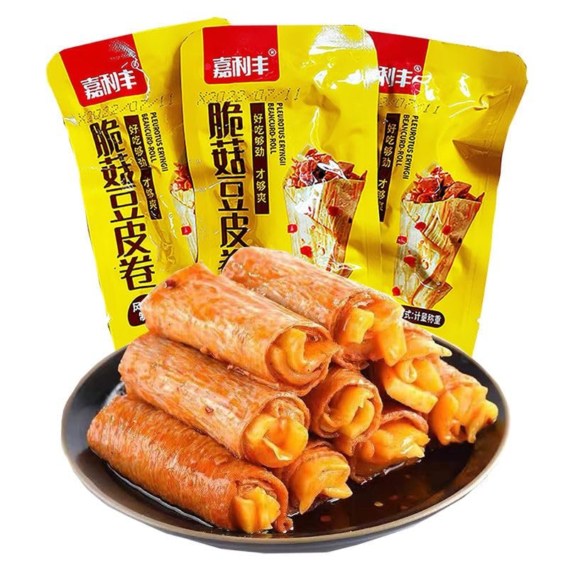 Sandwiched kelp and mushroom dried tofu, spicy instant bean roll, delicious pickles, nutritious bean products, Chinese spicy bar snack, healthy vegetarian food, side dishes (mushroom,10 packs)