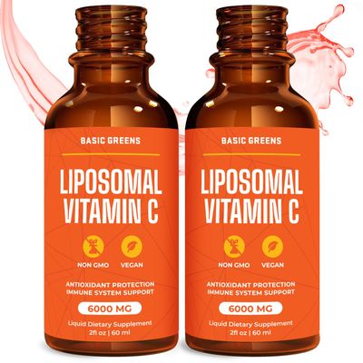 BASIC GREENS Liposomal Vitamin C Liquid High Absorption Immune Support & Antioxidant Boost | Advanced Liposomal Delivery, Non-GMO, Vegan-Friendly Vitamin C Supplement, 4 Fl Oz