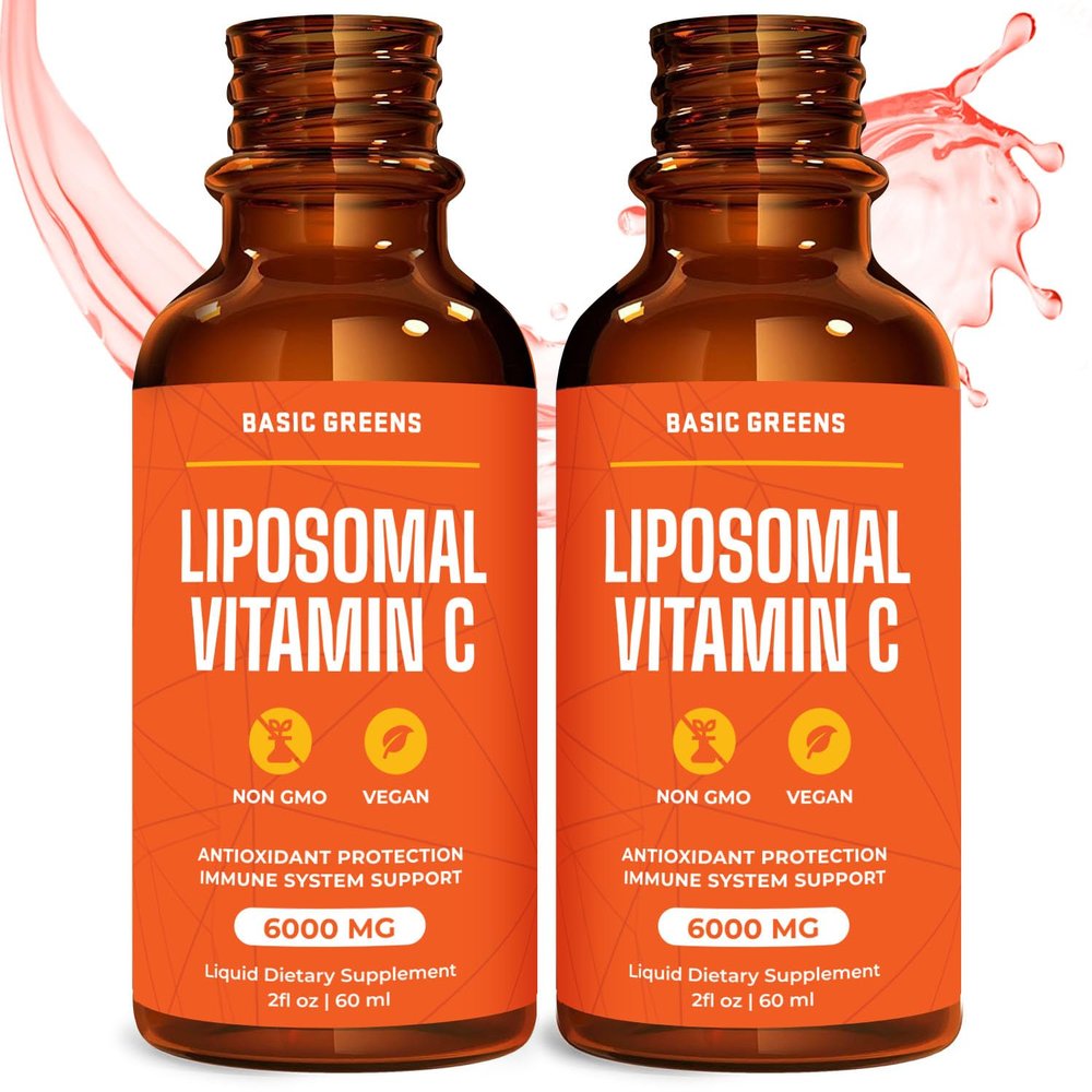 BASIC GREENS Liposomal Vitamin C Liquid High Absorption Immune Support & Antioxidant Boost | Advanced Liposomal Delivery, Non-GMO, Vegan-Friendly Vitamin C Supplement, 4 Fl Oz