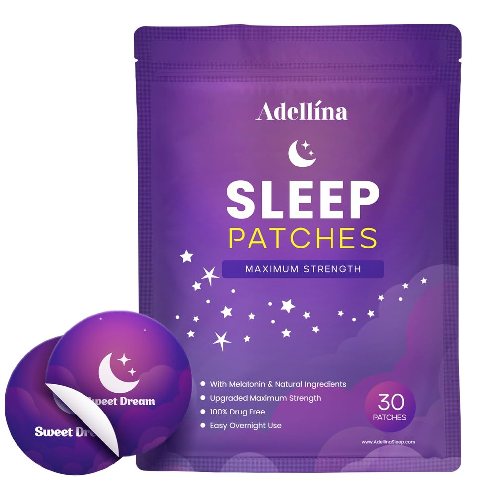 Adellina Sleep Patches for Adults Extra Strength: Easy-to-Apply Sleep Patch with Melatonin & Valerian 30 Patches (Purple)