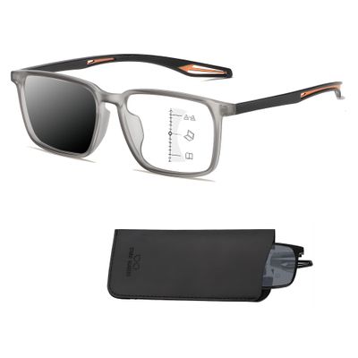 HOOBAY Progressive Photochromic Multifocus Reading Glasses 1.5 Oversize Large Square Men with Flexible Spring Hinge, Smart Glassese, Blue Light Blocking Anti Uv/eye Strain Computer Readers