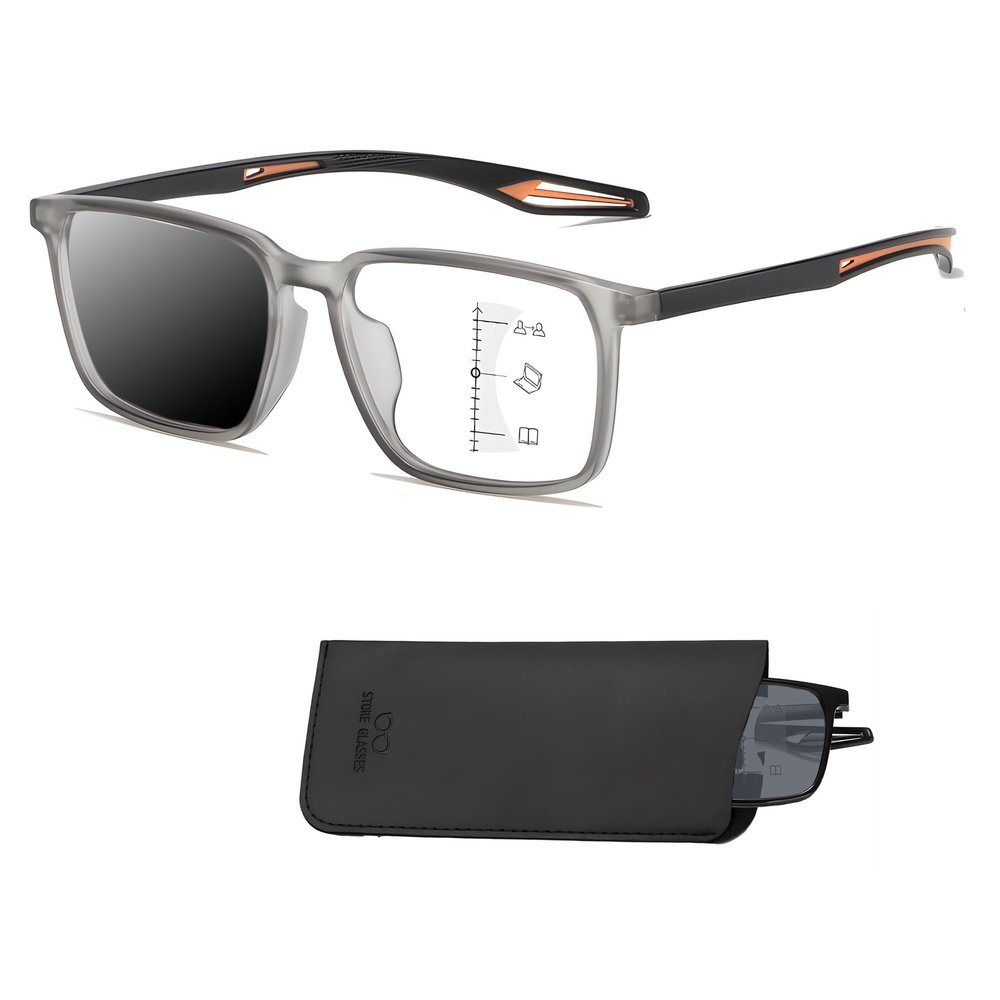 HOOBAY Progressive Photochromic Multifocus Reading Glasses 1.5 Oversize Large Square Men with Flexible Spring Hinge, Smart Glassese, Blue Light Blocking Anti Uv/eye Strain Computer Readers