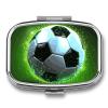Cool Soccer BallPill Organizer with Mirror, 2 Compartment Metal Travel Pill Case, Weekly Medicine Container for Daily Meds, Compact & Artistic Design for Purse, Pocket, Or Wallet view 1
