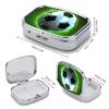Cool Soccer BallPill Organizer with Mirror, 2 Compartment Metal Travel Pill Case, Weekly Medicine Container for Daily Meds, Compact & Artistic Design for Purse, Pocket, Or Wallet view 2