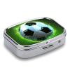 Cool Soccer BallPill Organizer with Mirror, 2 Compartment Metal Travel Pill Case, Weekly Medicine Container for Daily Meds, Compact & Artistic Design for Purse, Pocket, Or Wallet view 3
