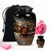 Black Drum Set Large Cremation urns for Human Ashes Adult Man - Small Burial urn for Human Ashes Adult Female & Male 1 Large 1 Keepsake