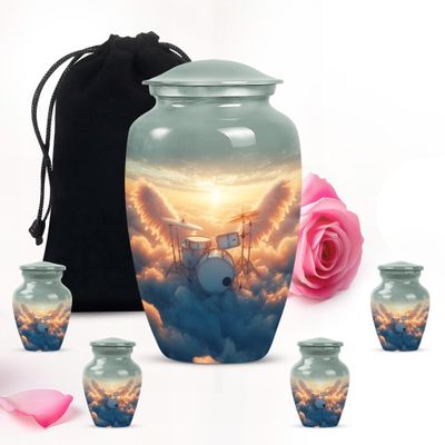 Sunset Drum Large Cremation urns for Human Ashes Adult Man - mini Decorative urn for Human Ashes 1 Large 4 Keepsake