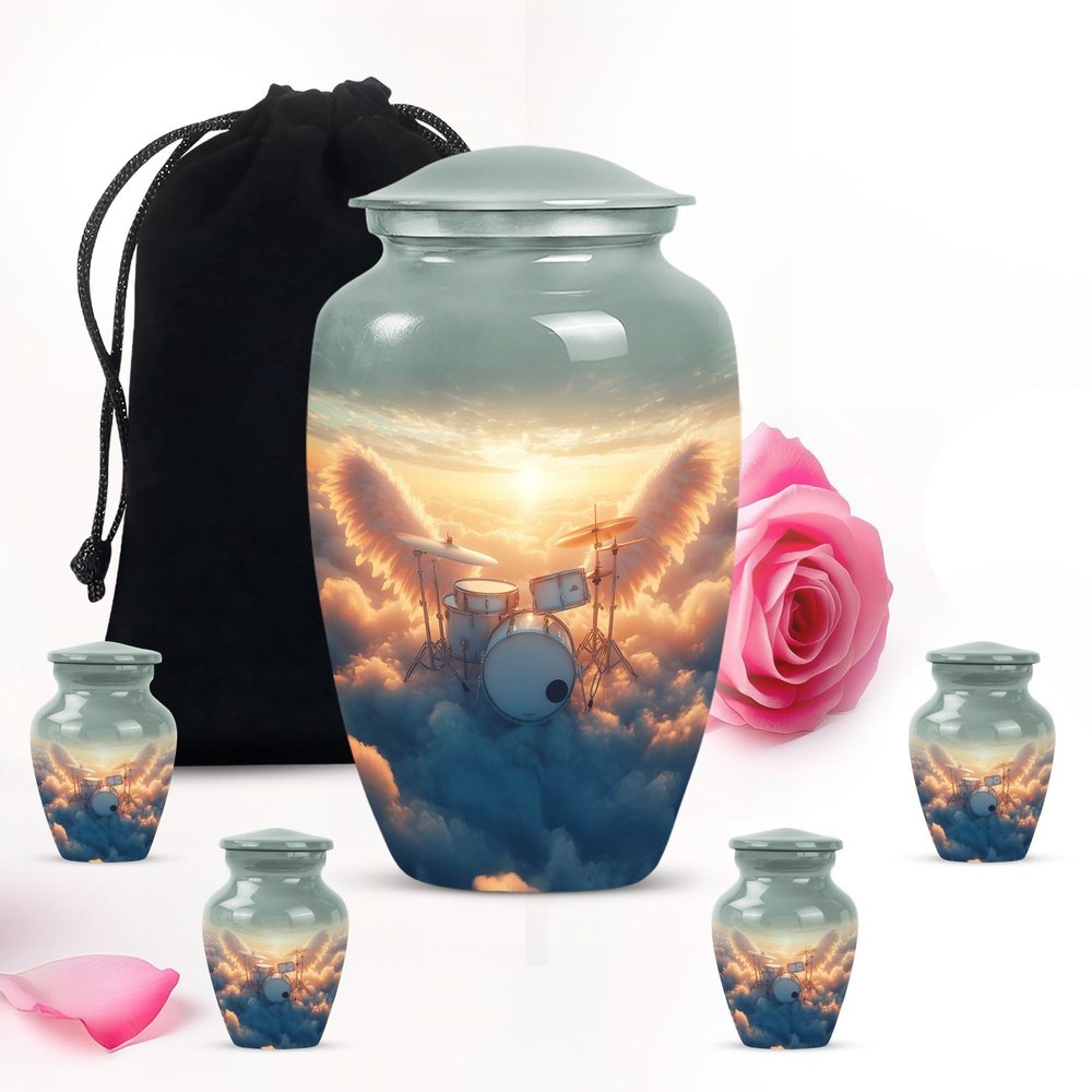 Sunset Drum Large Cremation urns for Human Ashes Adult Man - mini Decorative urn for Human Ashes 1 Large 4 Keepsake