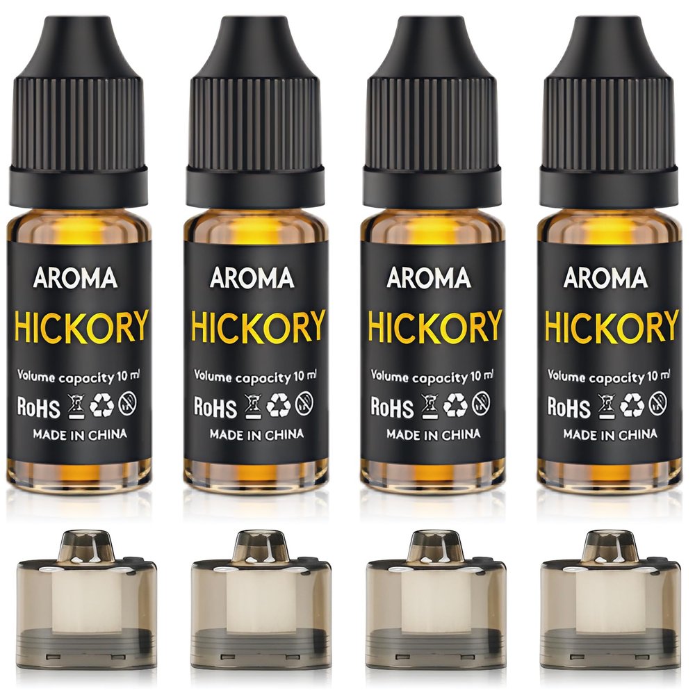 Cocktail Bubble Smoke Gun Accessories, Contains 4 Hickory Flavors, 4 Oil Containers, Suitable for Smoke Bubble GunHickory