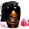 Black Drum Set Large Cremation urns for Human Ashes Adult Man - Memorial urn for Human Ashes Adult Female & Male 10 inch view 1