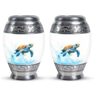 LEXFAY Sea Turtle Human Urns for Ashes Dad - Funeral Urns for Adult Female Ashes Pack of 2