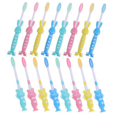 Healvian 32pcs Cute Cartoon Boys and Girls Toothbrush Soft Bristles for Cleaning Design to Encourage Brushing Habits Cup Base for Easy Storage for Toddlers and Boy Girl
