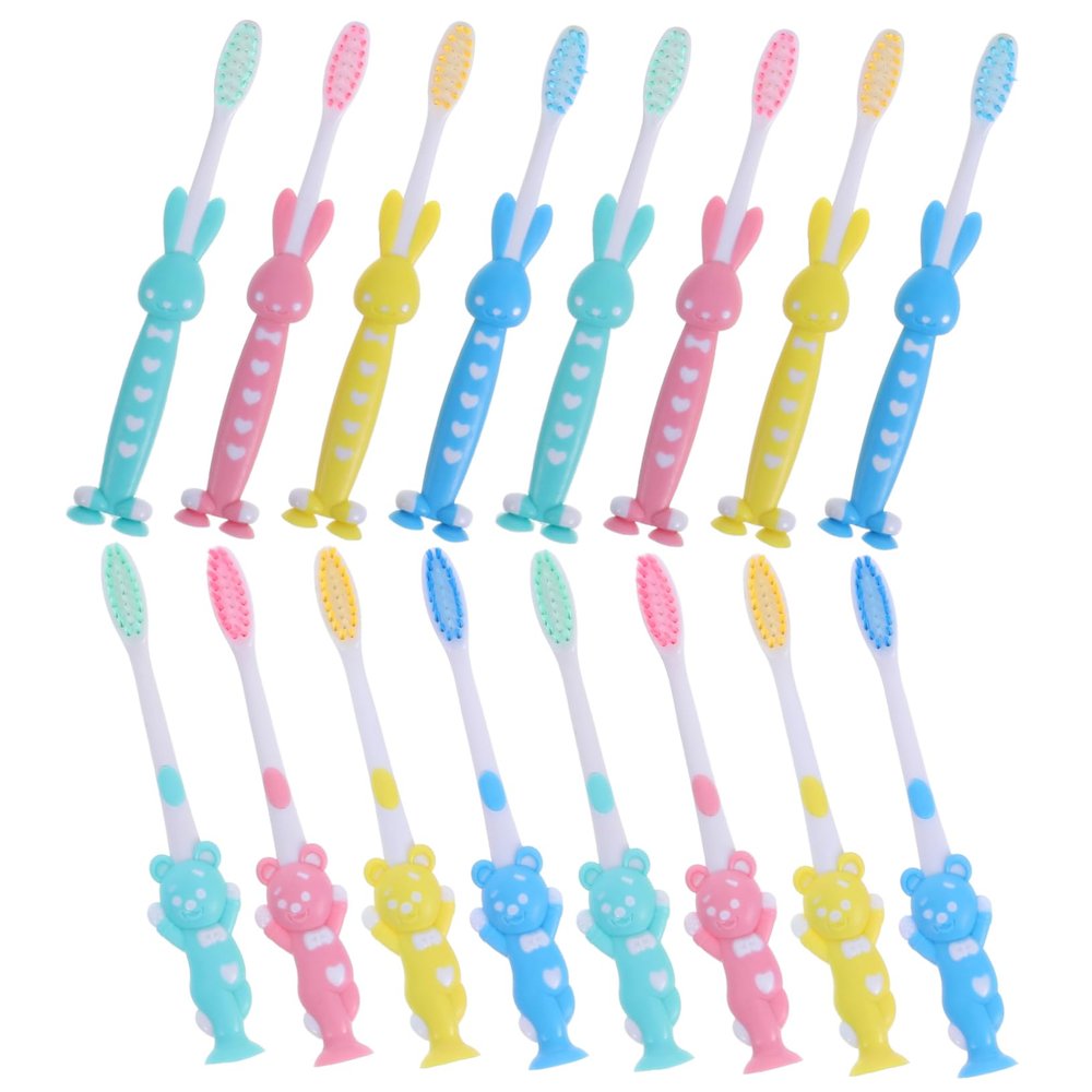 Healvian 32pcs Cute Cartoon Boys and Girls Toothbrush Soft Bristles for Cleaning Design to Encourage Brushing Habits Cup Base for Easy Storage for Toddlers and Boy Girl