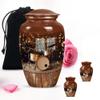 Brown Drum Set Large Burial urns for Ashes Adult Male - Small Funeral urn for Ashes for Women 1 Large 2 Keepsake view 1