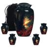 KARYLIZ Fishing Cremation Urns for Men - Black 10" Large Funeral Urn with 3" Mini Keepsake Set - Sunset Decorative Cremation Urns - Tiny Urn for Human Ashes - Funeral for Human Ashes Adult Man view 1