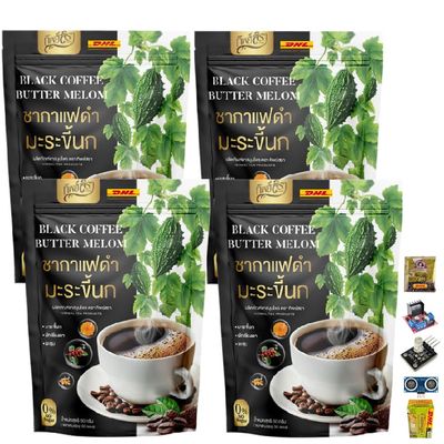 30 Tea Bags/Pack Thipsara Black Coffee Bitter Melon Delicious Coffee Snack Intense Mush Mellow (of 4) By Beautygoodshop [Get Free For You Beauty Gifts]