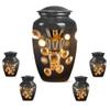 KARYLIZ Basketball Urns for Human Ashes Adult Man - Golden Black Set of 5-10" Large and 4 Mini Keepsake Adult for Mom & Dad - Tiny Urns for Human - Small Urn for Ashes Keepsake view 1