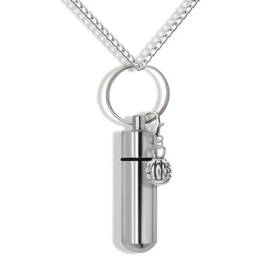 Wool Ball Cremation Necklace Jewelry Silver Prayer Capsule Necklace - Wool Ball Pill Necklace - Secret Capsule Necklace - Wool Ball Perfume Vial Necklace