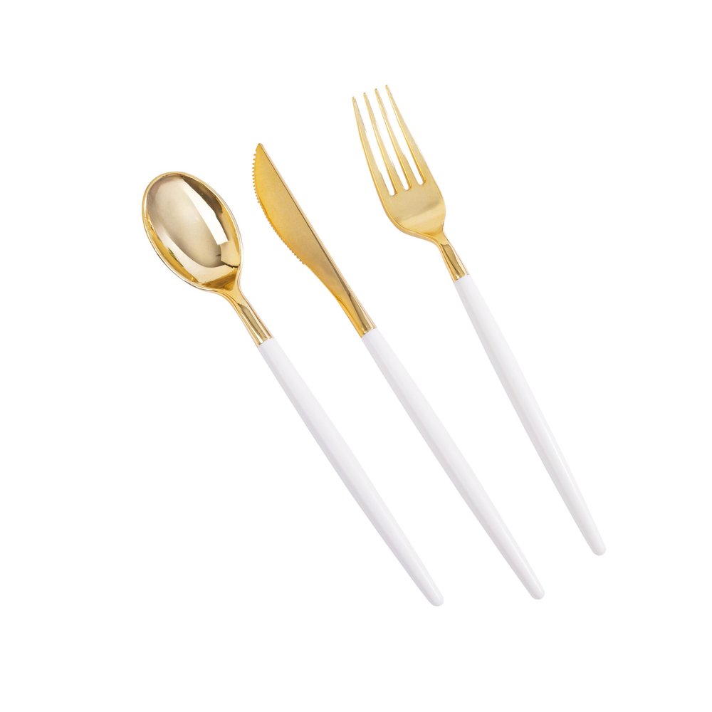 MirthMood 36 PCS Gold Plastic Silverware,Gold Silverware Disposable
