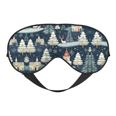 Christmas Winter Landscape Deer Eye Mask for Sleeping, Sleeping Mask Blocking Out Light Perfectly for Women and Men, Soft and Comfortable Blindfold for Travelling