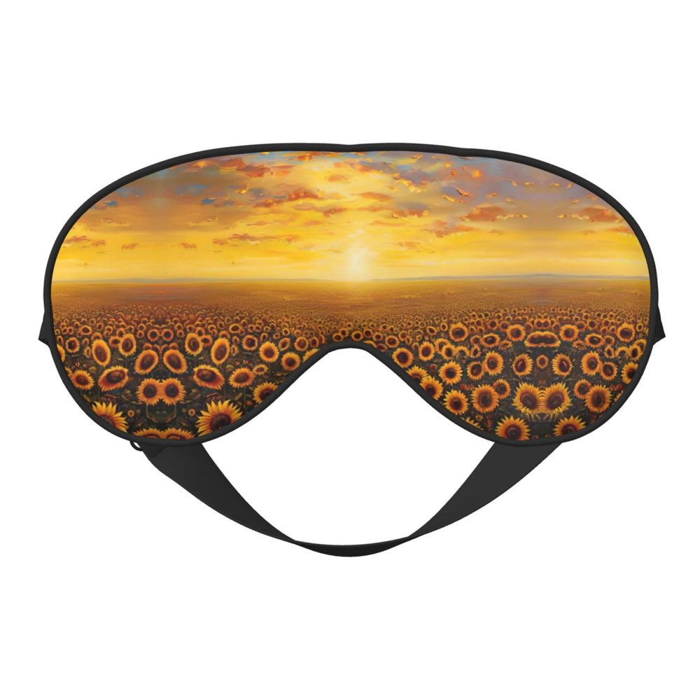 Sunflower Field Sunset Sea of Flowers Eye Mask for Sleeping, Sleeping Mask Blocking Out Light Perfectly for Women and Men, Soft and Comfortable Blindfold for Travelling